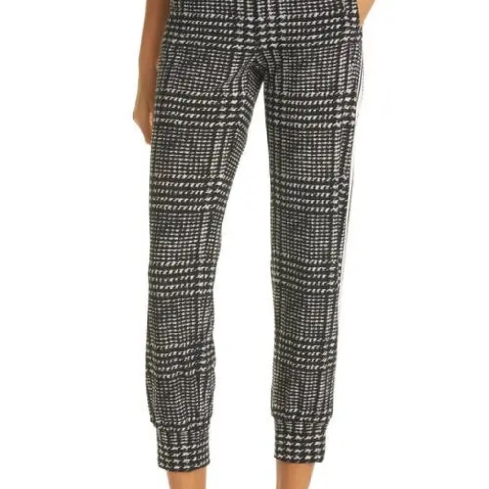 Norma Kamali Black and White Jogger Track Pants